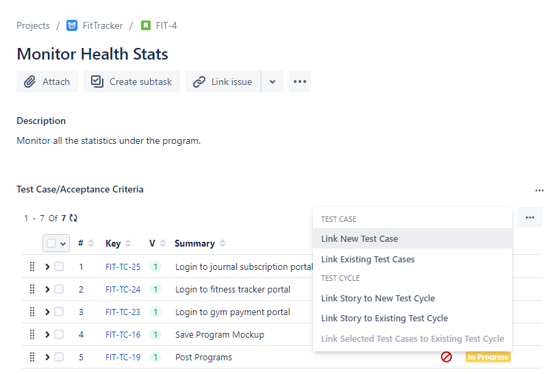 Link New Test Case from Story Link New Test Case from Story
