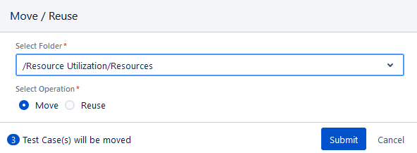 Select Folder to Move Test Case Select Folder to Move Test Case