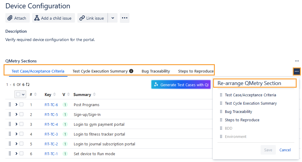Rearrange QMetry Sections Rearrange QMetry Sections