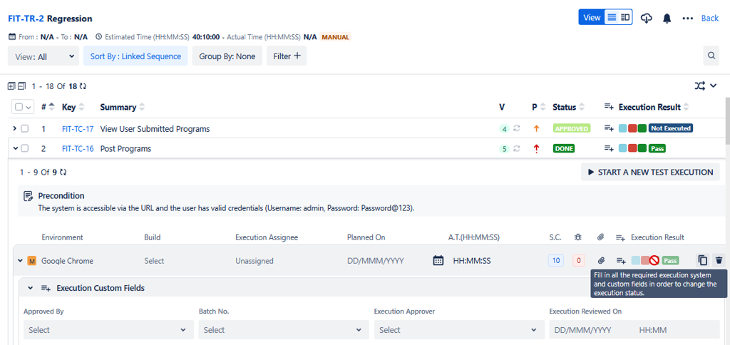 Assign Status to TC Assign Status to TC