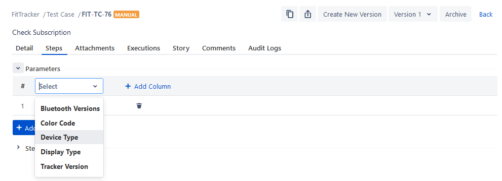 Add Column for Parameter Add Column for Parameter