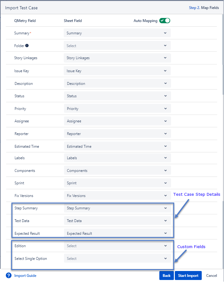 Field Mapping for TC Import Field Mapping for Import