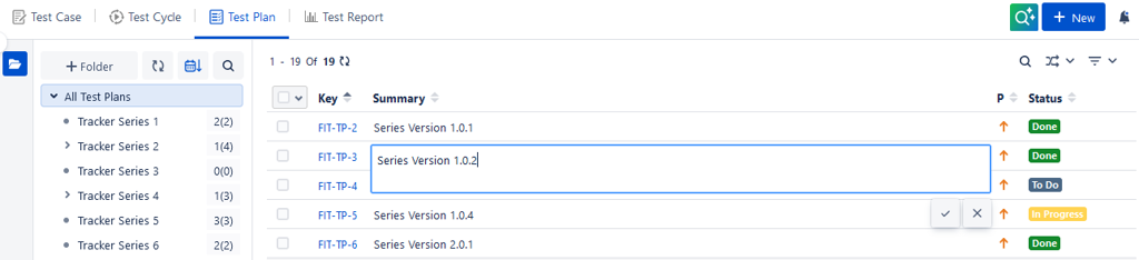 Edit from Test Plan List View Edit from Test Plan List View
