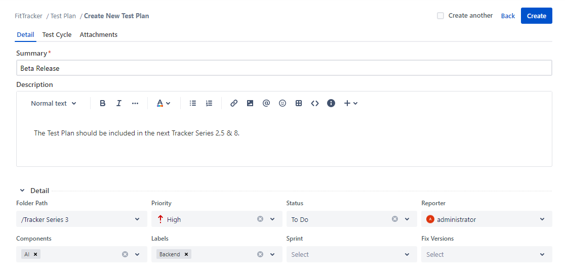 Create Test Plan Custom Fields Create Test Plan Custom Fields