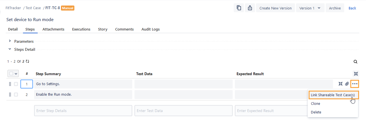 Link Shareable Test Cases Link Shareable Test Cases