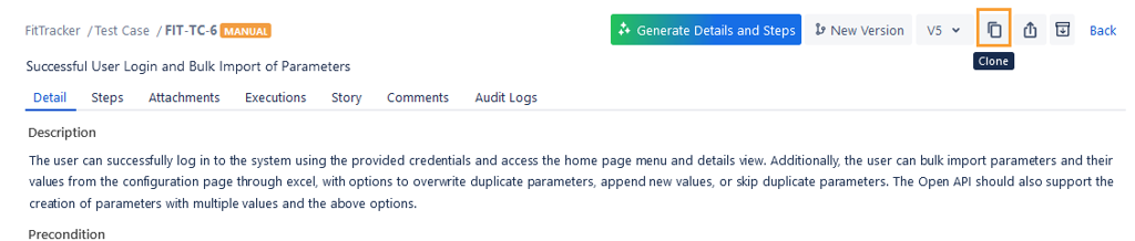 Clone Test Case from Test Case Detail Page Clone Test Case from Test Case Detail Page