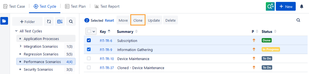 Bulk Clone Test Cycles Bulk Clone Test Cycles
