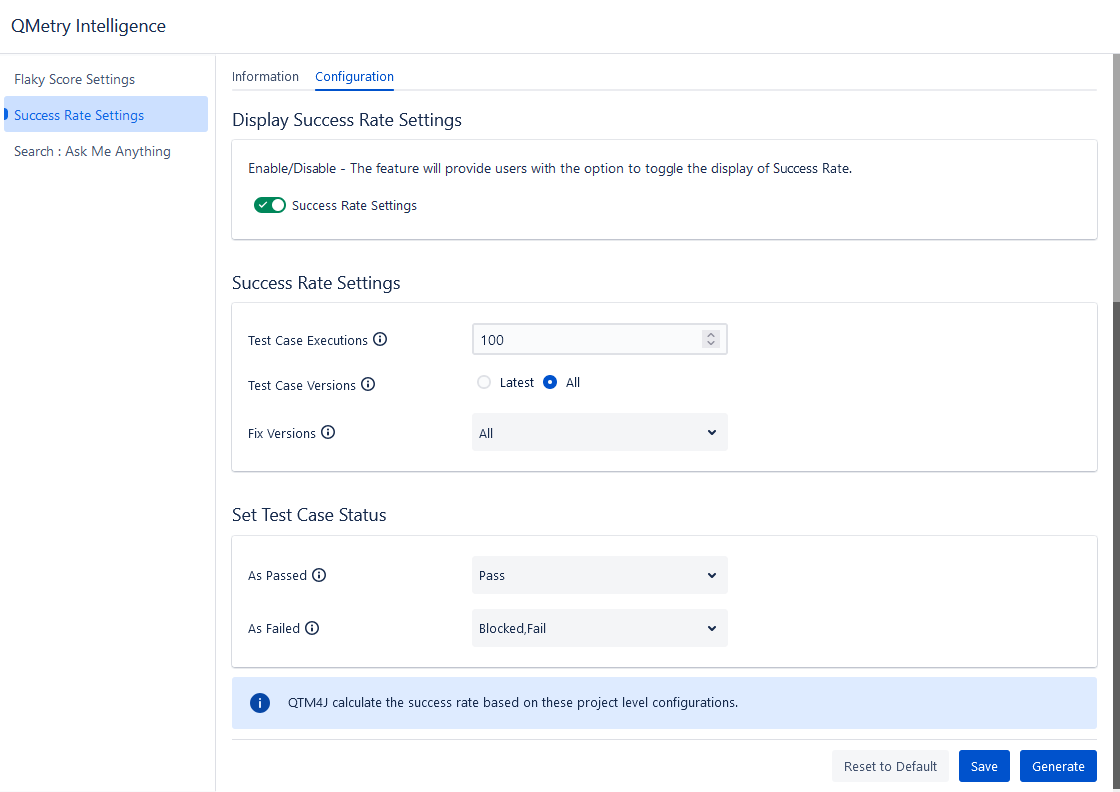 Success Rate Config Tab Success Rate Config Tab