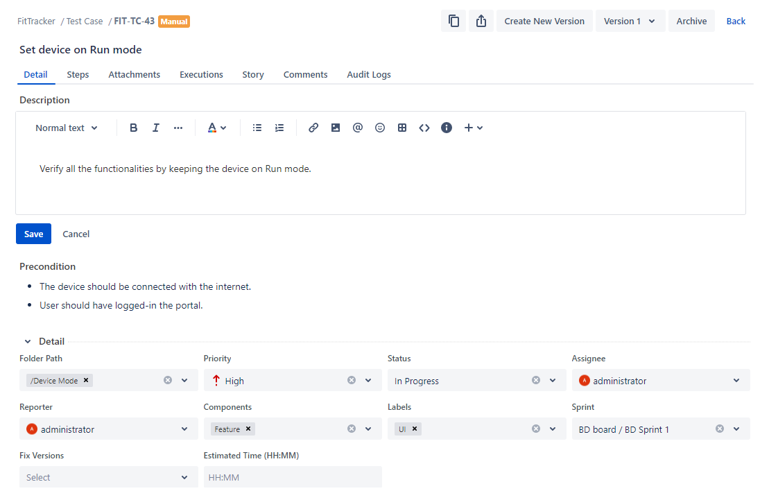 Inline Editing of Test Case Inline Editing of Test Case