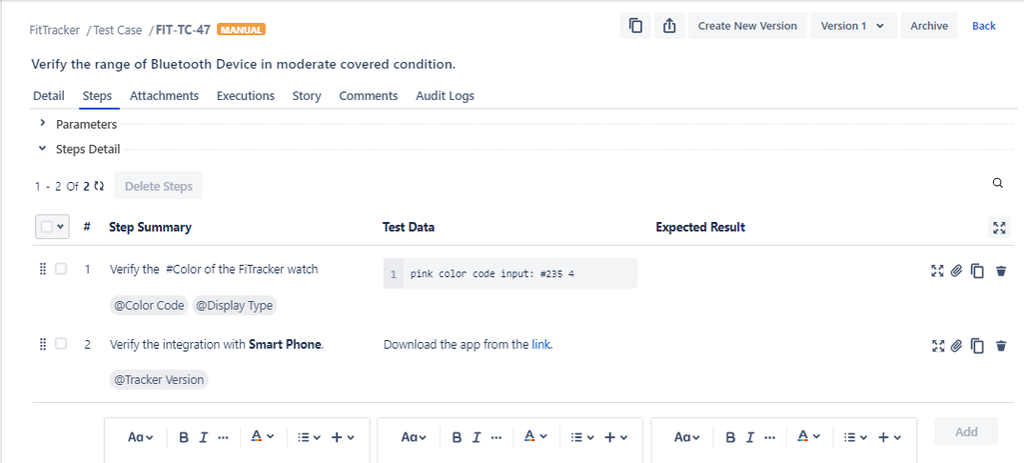 Use of Parameters in Steps Use of Parameters in Steps