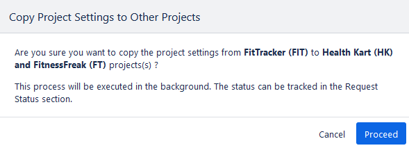 Project Settings Confirmation Project Settings Confirmation