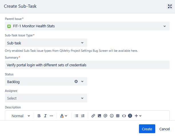 Create Subtask Screen Grid View Create Subtask Screen Grid View