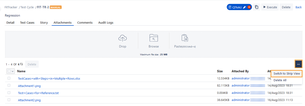 Attachment List View Attachment List View