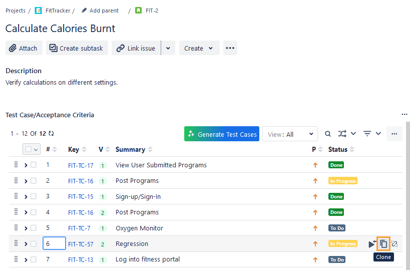 Clone Test Case from Story Details Page Clone Test Case from Story Details Page