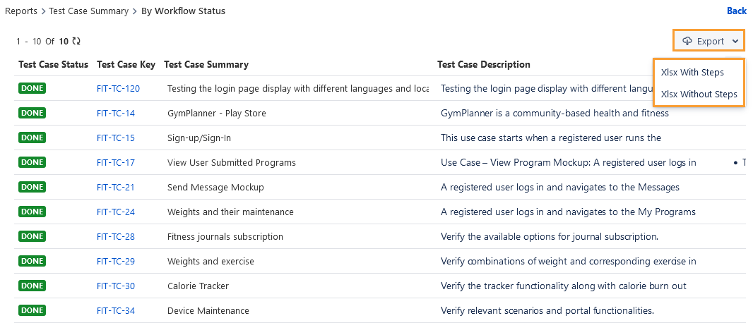 Export the report Export the report
