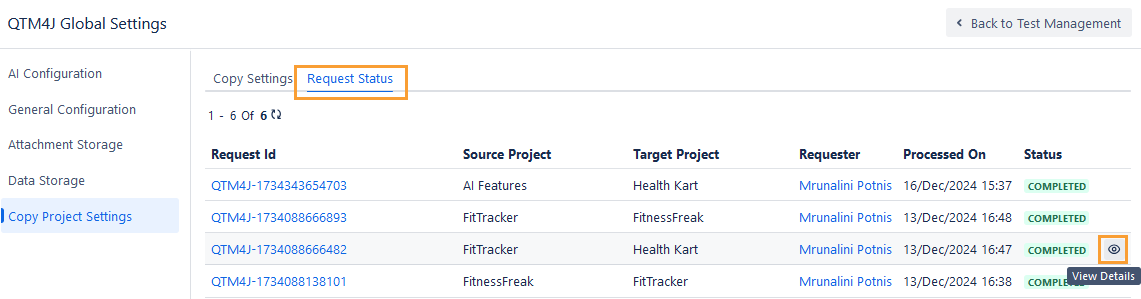 View Request Status View Request Status