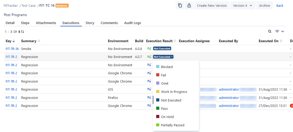 Execute Test Cases From Executions Tab Execute Test Cases From Executions Tab