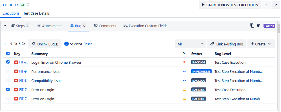 Unlink Multiple Bugs Grid View Unlink Multiple Bugs Grid View