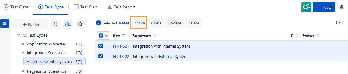 Move Test Cycle Option Move Test Cycle Option