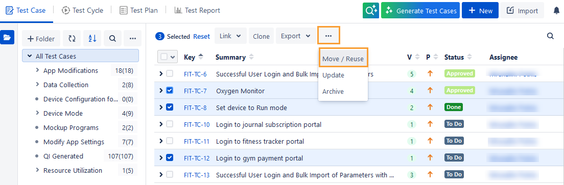 Move Reuse Test Case Option Move Reuse Test Case Option