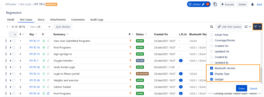 Filters on Fields Filters on Fields