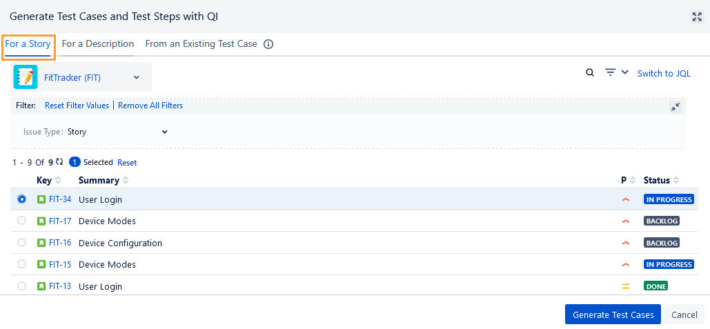 Generate TC from Story Generate TC from Story