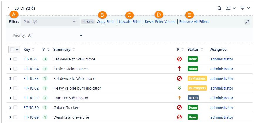 Options for Test Case Filter Options for Test Case Filter