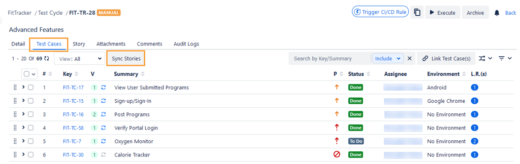 Test Cases Linked to Test Cycle Test Cases Linked to Test Cycle