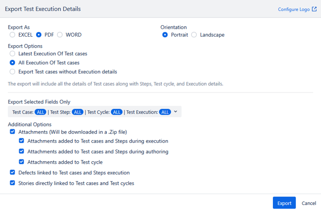 Export Execution Details Export Execution Details