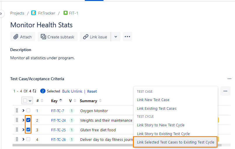 Link Selected Test Cases to Existing Test Cycle Link Selected Test Cases to Existing Test Cycle