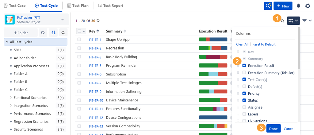 Test Cycle Personalized View Test Cycle Personalized View