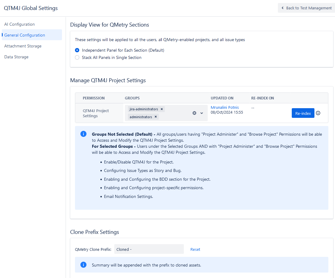 Manage QTM4J Project Settings Manage QTM4J Project Settings