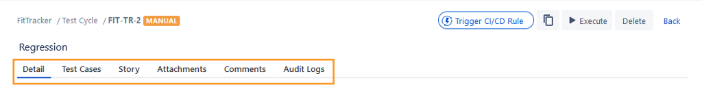 Tabs on Test Cycle Create Page Tabs on Test Cycle Create Page