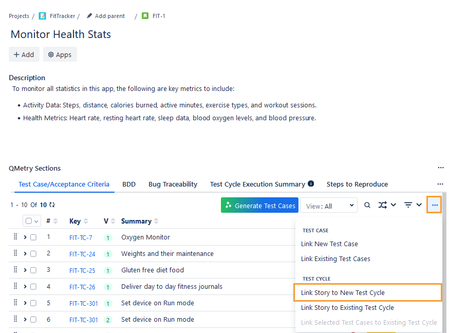 Link Story to New Cycle Option Link Story to New Cycle Option