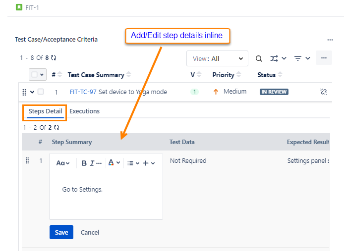 Add Step Details Inline Add Step Details Inline