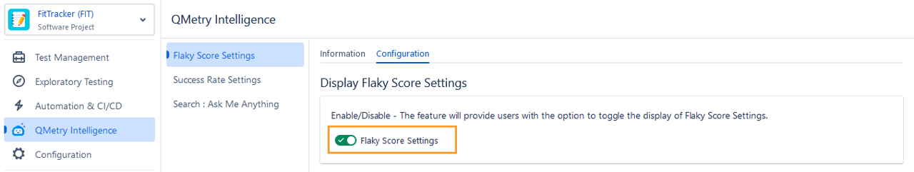 Flaky Score Settings Flaky Score Settings