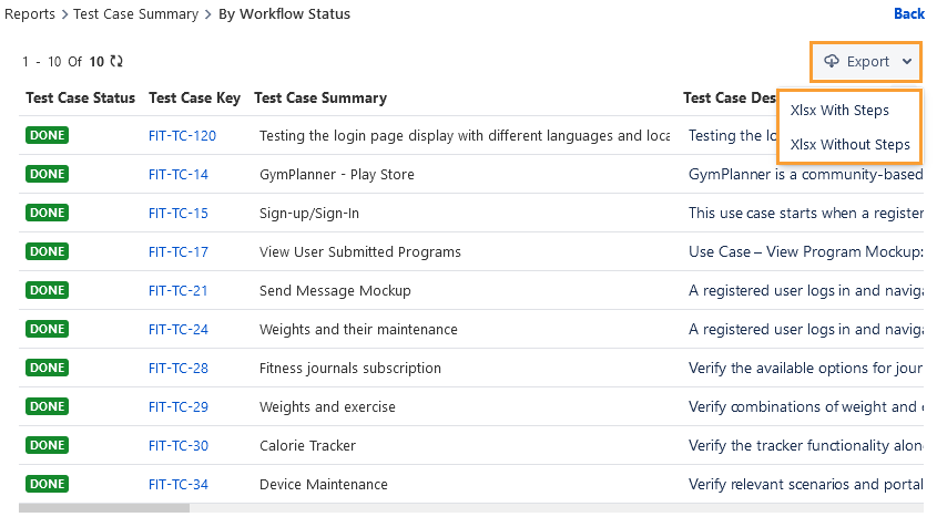 Export the report Export the report