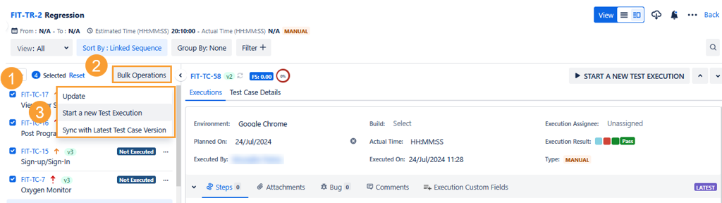 Multiple TCs New Execution Grid View Multiple TCs New Execution Grid View