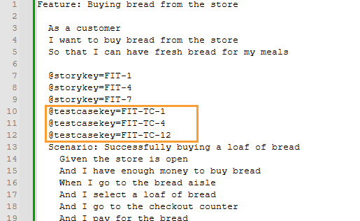 Example testcasekey Multiple Test Case Keys