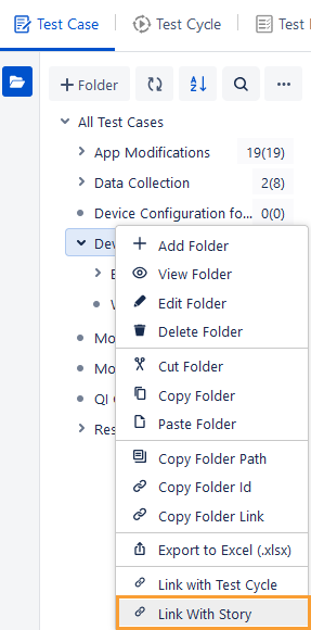 Link with Story Option on TC Tree Link with Story Option on TC Tree