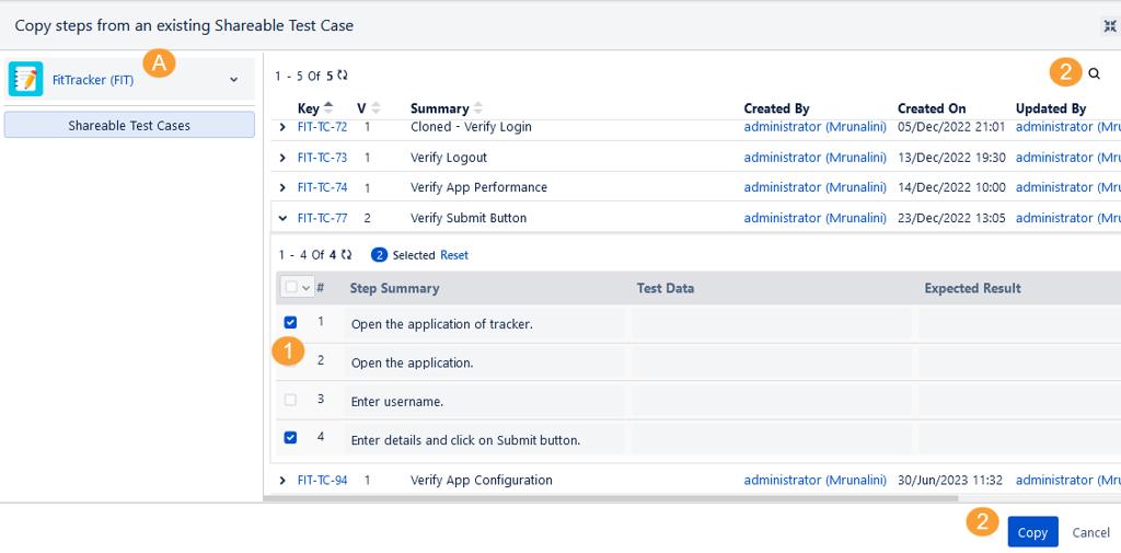Select Steps to Copy in Shareable Select Steps to Copy in Shareable