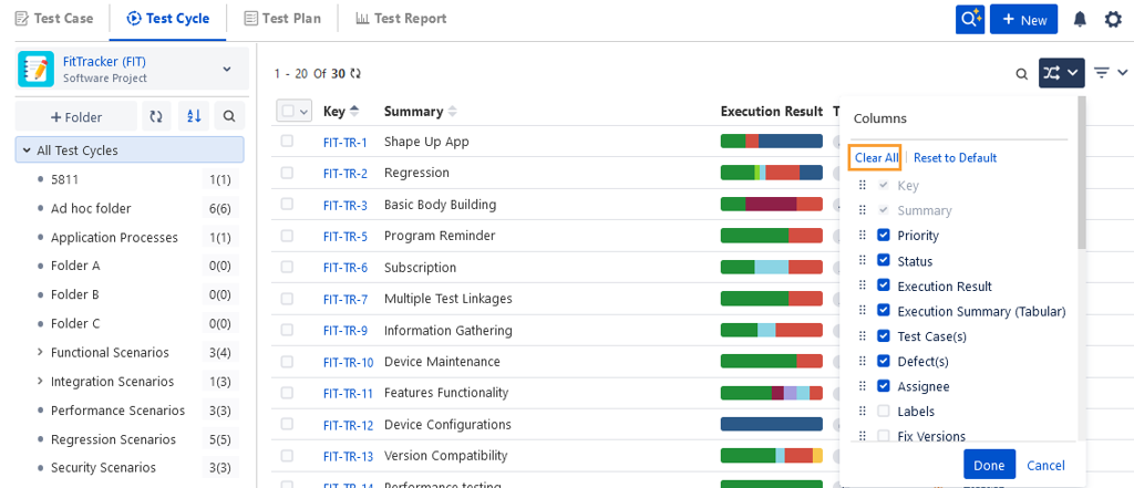 Clear Filters and Columns Test Cycle Grid View Clear Filters and Columns Test Cycle Grid View