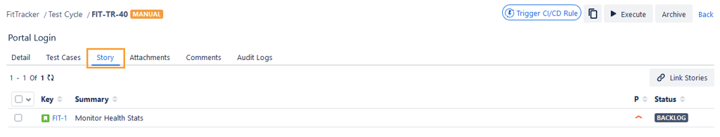 Story Tab Test Cycle Detail Page Story Tab Test Cycle Detail Page