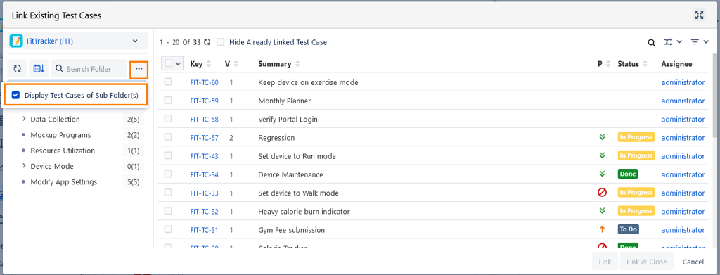 Display Test Cases of Sub Folders Option Display Test Cases of Sub Folders Option