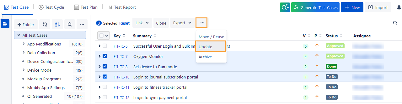 Bulk Update Test Cases Bulk Update Test Cases
