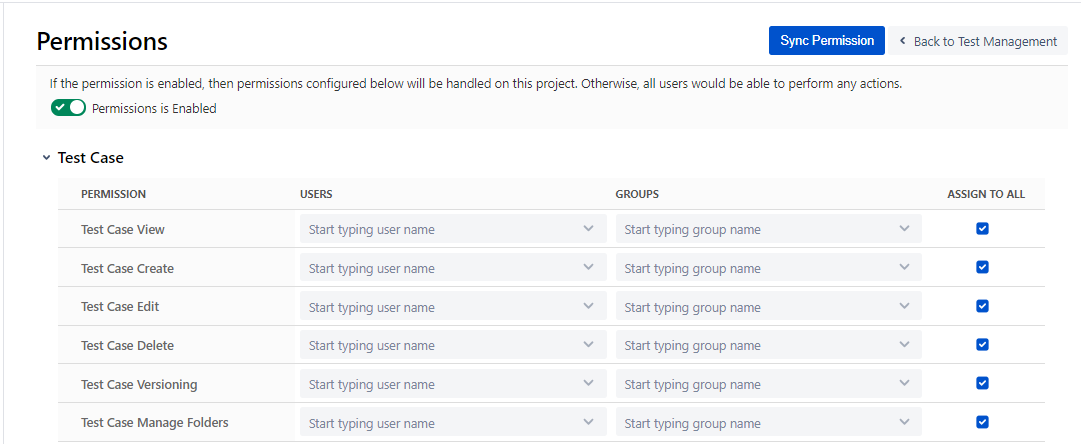 Test Case Permissions Test Case Permissions