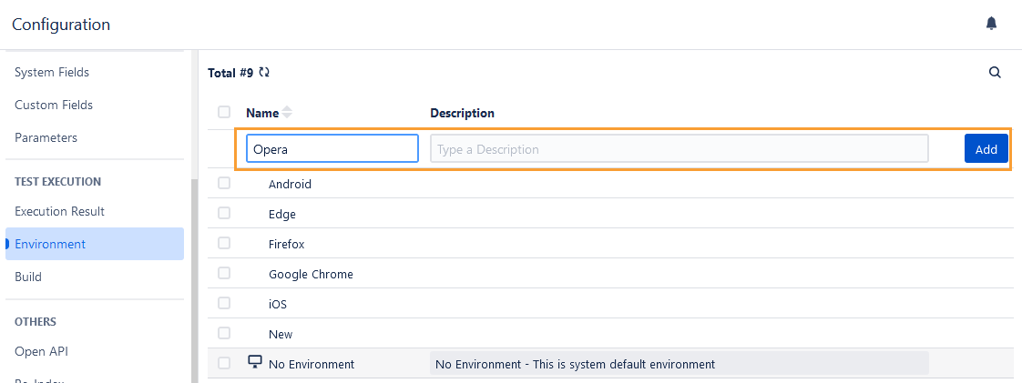 Add Environment Add Environment