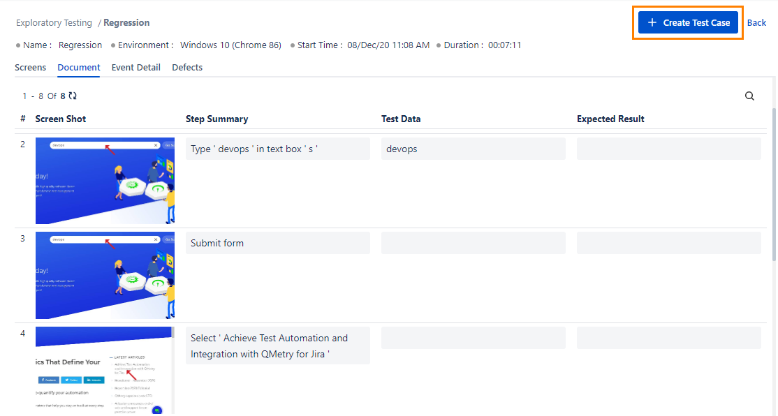 Test Case from Recorded Session Test Case from Recorded Session