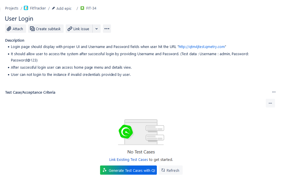 Generate TC with QI in Story Generate TC with QI in Story