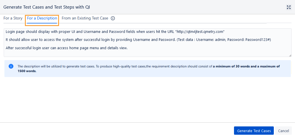 TC from Requirement Description TC from Requirement Description